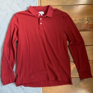 Classic Red Polo Shirt Long Sleeve Medium Goodfellow & Co
